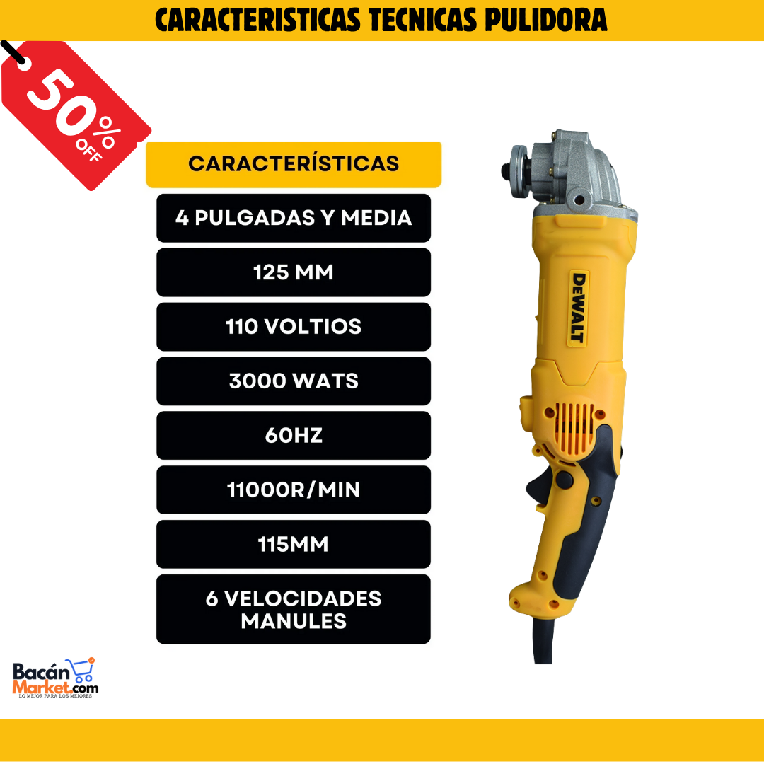 Combo Profesional: Taladro percutor 750W y Pulidora 3000W- El Kit que todo hombre necesita con el 50% de descuento