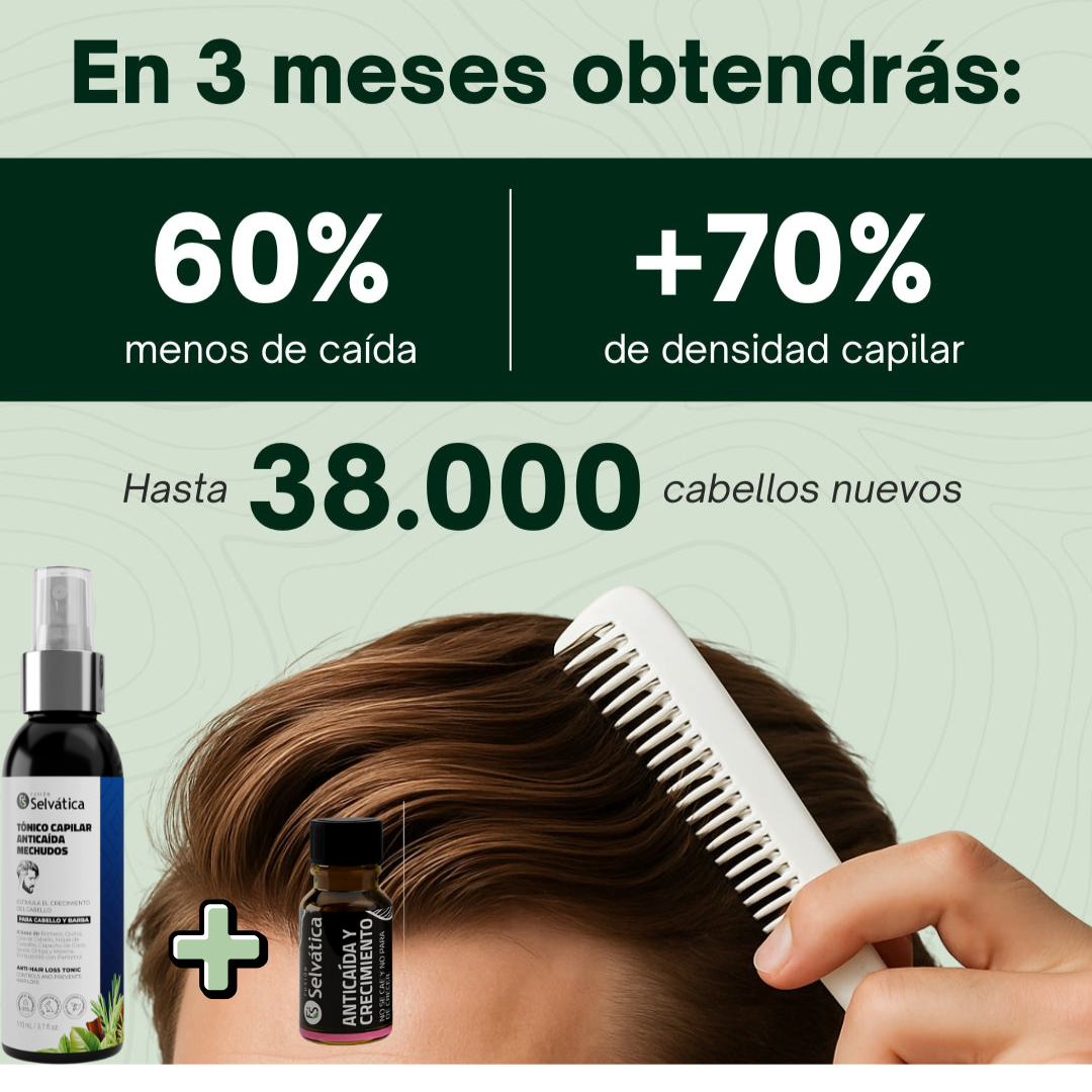 Recupera tu cabello con Selvática en 90 días -Tónico + Ampolleta Anticaída y crecimiento ¡OFERTA LIMITADA 50%