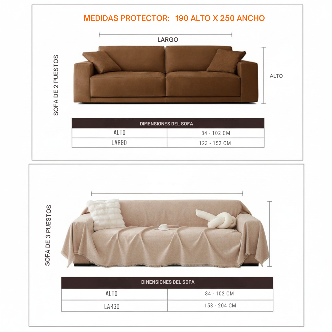 Protector de Sofá 190 CM * 250 CM - 100%poliéster - Cuida tu sofá de pelos, rasguños y manchas de forma práctica y elegante 🔥 CON 40% DCTO