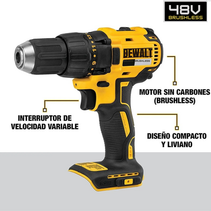 Taladro Percutor inalámbrico DEVVALT 48V - El taladro profesional que perfora TODO + 2 baterías + accesorios + REGALO 🔥50% de descuento.