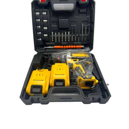 Taladro Percutor inalámbrico DEVVALT 48V - El taladro profesional que perfora TODO + 2 baterías + accesorios + REGALO 🔥50% de descuento.