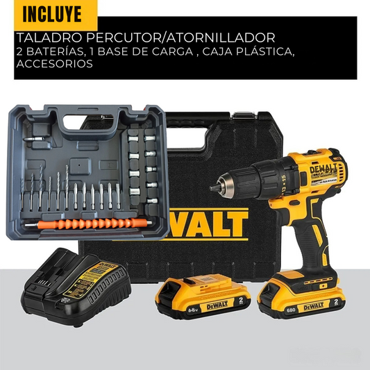 Taladro Percutor inalámbrico DEVVALT 68V - El taladro profesional que perfora TODO + 2 baterías + accesorios 🔥50% de descuento.